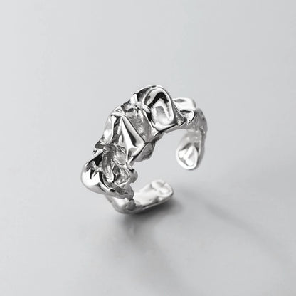 925 Sterling Silver Rings for Women Couple Minimalist Handmade Simple Wide Open Ring Prevent Allergy Jewelry Party Wedding Gift