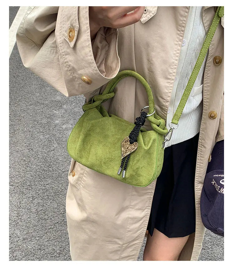 Small Suede Fashion Leather Shoulder Bags for Women 2025 Luxury Designer Brand Trend Crossbody Bag Females Short Handle Handbags
