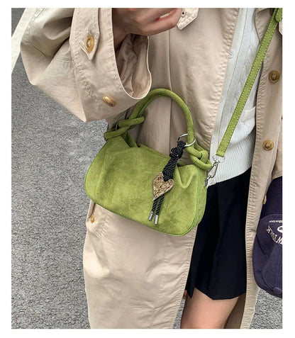 Small Suede Fashion Leather Shoulder Bags for Women 2025 Luxury Designer Brand Trend Crossbody Bag Females Short Handle Handbags