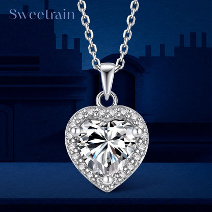 1CT Heart Cut Moissanite Necklace for Women Dainty 18k Gold Plated 925 Sterling Silver Neck Chain Pendant with GRA Certificate