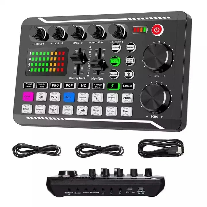 F998MAX English Podcast Equipment BM800 Condenser Microphone Set Live Broadcast Computer Live Voice Mixer F998 DJ Sound Card