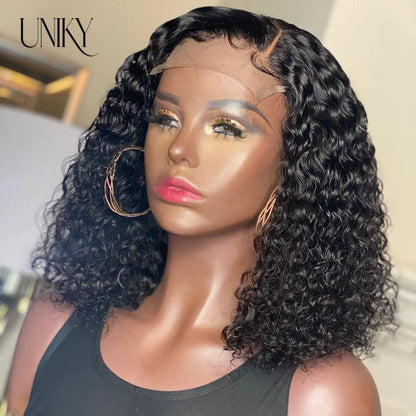 Short Curly Human Hair Bob Wig Curly Lace Front Human Hair Wigs ForWomen PrePlucked Brazilian Glueless 13x4 Lace Wig Unikyhair