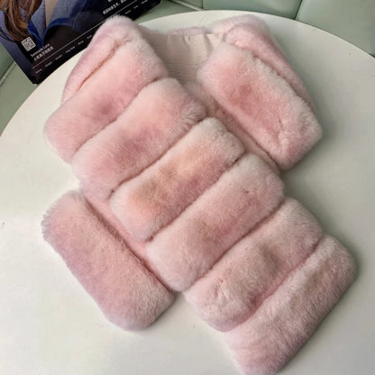 Winter new Rex rabbit hair scarf lazy casual versatile real plush warm fur scarf imitation chinchilla color women