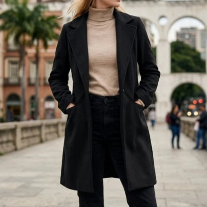 Women’s Winter Jacket Single-button Long Coat Warm Elegant Streetwear Wool-Blend Jacket Womens Casual Wear Female Winter Jackets