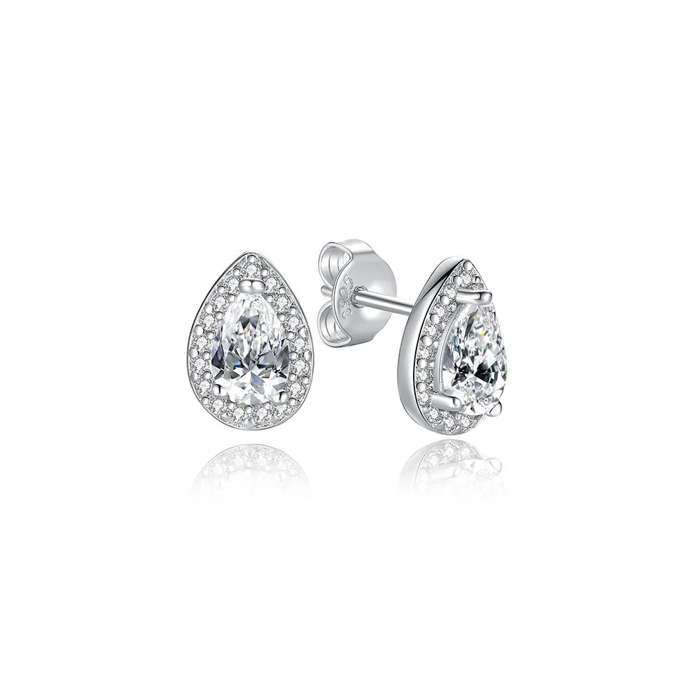Original 925 Sterling Silver Earrings Infinity Love Heart Piercing Crystals Stud Earings For Women Birthday Gift Luxury Jewelry