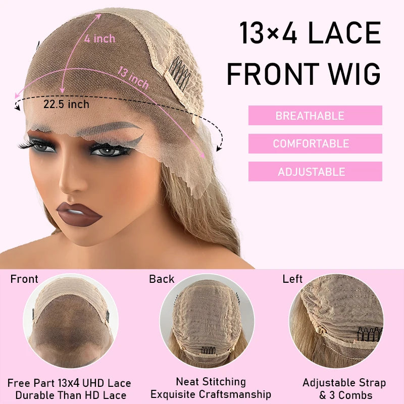 Pre Bleached Pre Plucked Lace Front Wig Human Hair Hightlight Cream Platinum Blonde Body Wave Remy Human Hair Wigs For Women