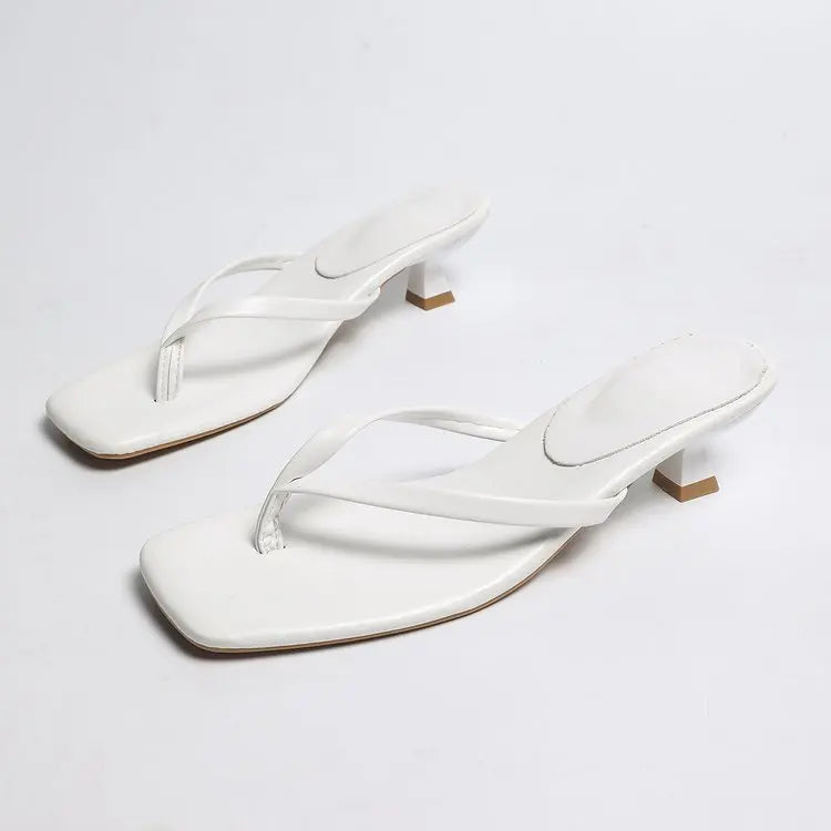 Women Retro Slippers New Summer Soft Leather Sandals Cat Women Shoes Thin Belt Thin Heel Soft Sole Flip-flops Slide Women