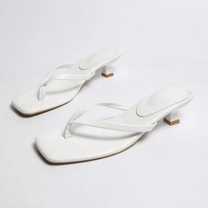 Women Retro Slippers New Summer Soft Leather Sandals Cat Women Shoes Thin Belt Thin Heel Soft Sole Flip-flops Slide Women