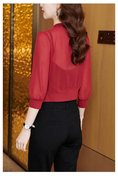 Chic Spring Summer Women Cardigan Sunscreen Chiffon Coat Shirt Vintage Thin Tops Short Jackets Design Shawl New