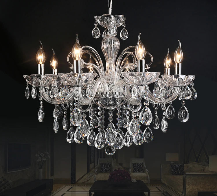 New Modern Candle Cognac Color Crystal Chandelier Living Room Large Light Atmosphere Restaurant Bedroom Lobby Hotel Hanging Lamp