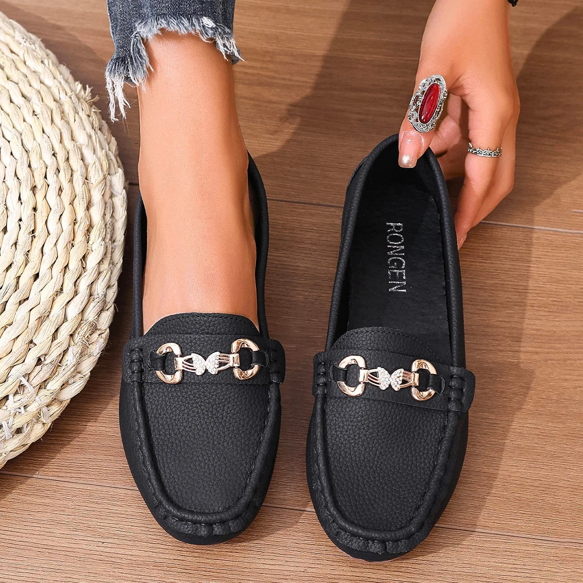 New Women's Casual Slip on Mary Jane Shoes Spring Autumn Fashion Round Toe Solid Soft Sole Flat Loafers Zapatos De Mujer luxury