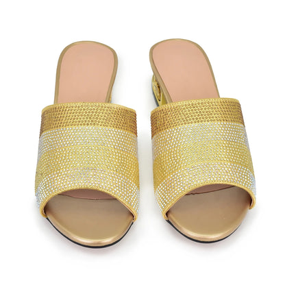 Latest Shoes Women Luxury Rhinestone Crystal Pumps 2024 New Fashion Slippers Sandals Party Low Heels Elegant Italian Women Shoes