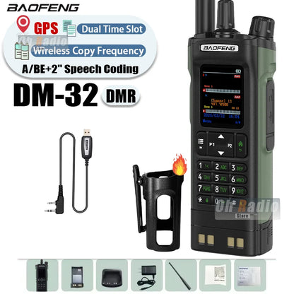 BAOFENG DM-32 Walkie Talkie With Belt Holster DMR Radio Digital GPS APRS AES256 Type-C Vox 4000CH DualMode Analog Dual Time Slot