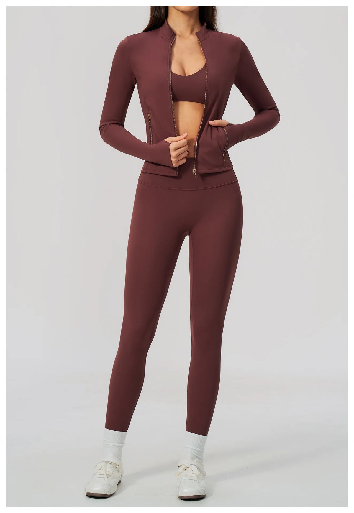 Yoga Set 3PCS Women's Tracksuit Workout Outfit Zipper Fitness Long Sleeved Sports Set Gym Clothes Female Sports Bra Yoga Outfits