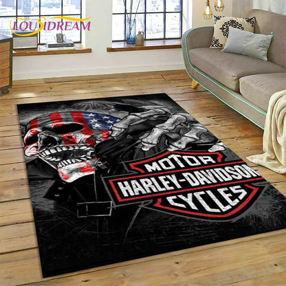 27 Style Harley-y Motorcycle Logo Rug Carpet for Living Room Bedroom Home Decor,floor Mat Non-slip for Sofa Doormat Gift kids