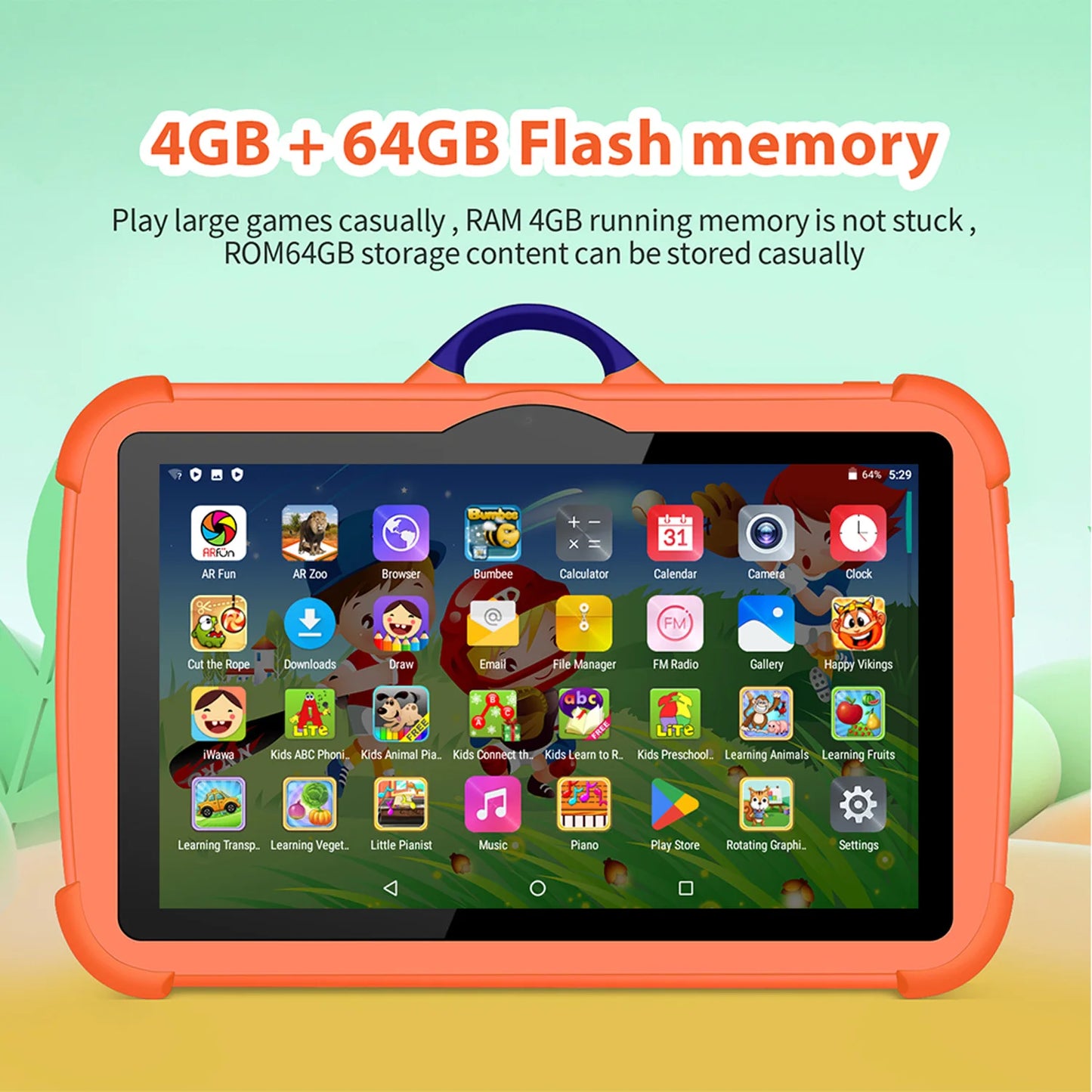 New 7 Inch WiFi Tablet PC Google Learning Education Kids' tablet Quad Core 4GB RAM 64GB ROM Wi-Fi Android Tablets 4000mAh