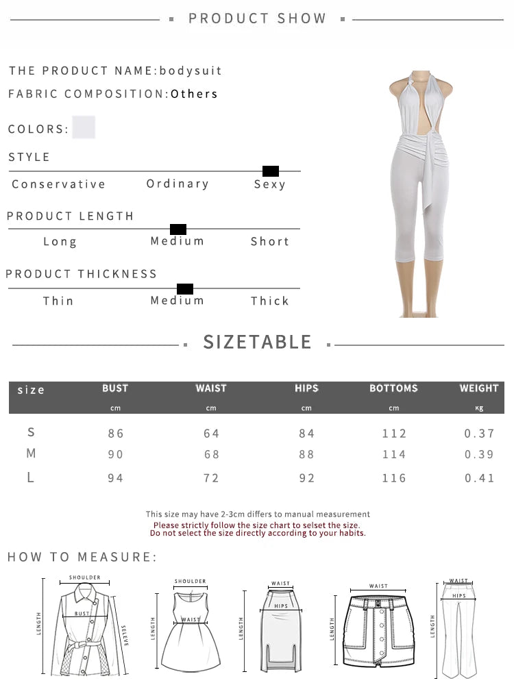 Weird Puss Knot Design Jumpsuit Woman Bandage Halter Deep V-Neck Backless Sleeveless Skinny Peach Hip Street Sexy Fashion Romper