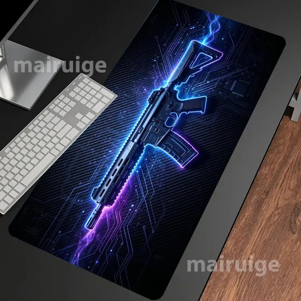 Gun-Themed Mouse Pad Large Size Rubber Base Anti-slip PC Desk Accessories Mousepad for Offices and Gamer Keyboard Mats Decor Mat