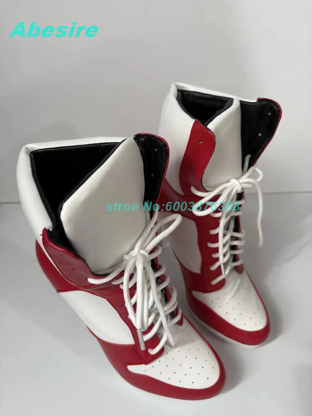 Mixed-Color Air Mesh Cross-Tied Ankle Boots Round Toe Thin Heels Platform Shoes for Women Casual Concise Daily Comfortable Shoes