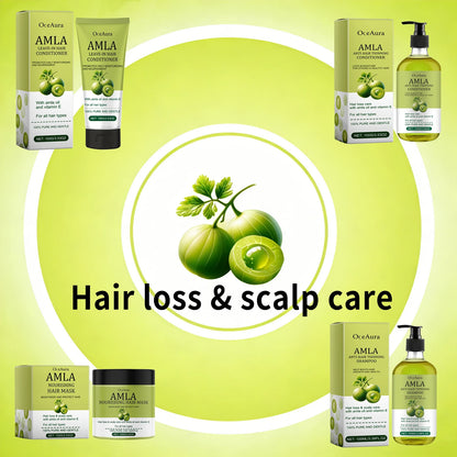 Amla Oil Shampoo Anti Loss Strengthen Root Repair Damaged Hair Anti-Breakage Conditioner Reduce Split Ends Nourishing Hair Mask
