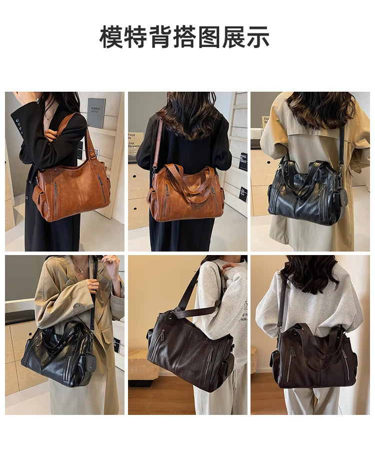 Soft Interior Compartment Shoulder Bags 2026 High Quality Contrasting Colors Bags for Women Fashion Zipper Pu Women's Handbags