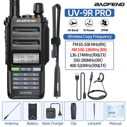 BAOFENG UV-9R PRO Multi Band Walkie Talkie IP68 Waterproof Wireless Copy Frequency Tri Power Type-C DTMF Long Range Ham Radio