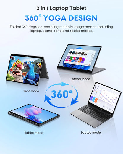 CHUWI FreeBook 2-in-1 Touch Screen Laptop 13.4'' Intel N150 16GB LPDDR5 RAM 512GB SSD FHD 2520x1680 WiFi6 BT5.2 Windows 11
