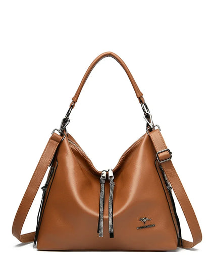2024 Women High Quality Leather Shoulder Bag Top-handle Bags Casual Large Capacity Messenger Bags Luxury Designe Ladies Handbags