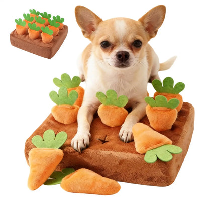 Dog Snuffle Mat Interactive Feeding Puzzle Game with Removable Carrots for Puppy Mental Stimulation Training Mat Slow Feeder