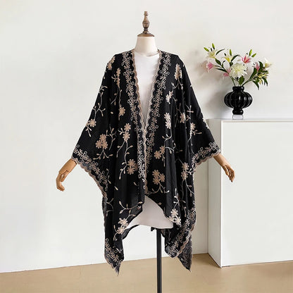 Bright Fashion Print Bohemian Long Cardigan Sweet Lady Beach Cover-Up Casual Holiday Party Kimono Maxi Stitch Boho