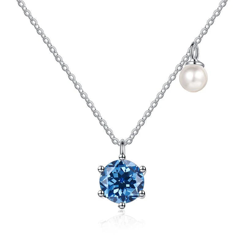 Butterflykiss 0.5/1ct Moissanite Solitaire Necklace For Women Pearl Pendant White Gold Plated S925 Sterling Silver Jewelry Gifts