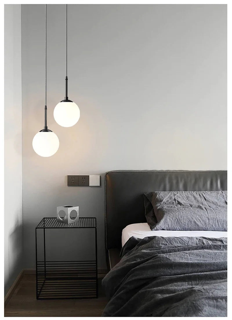 LED Glass Ball Pendant Lamp Chandelier Lights Home Indoor Kitchen Island Restaurant Bar Table Decor Hanging Suspension