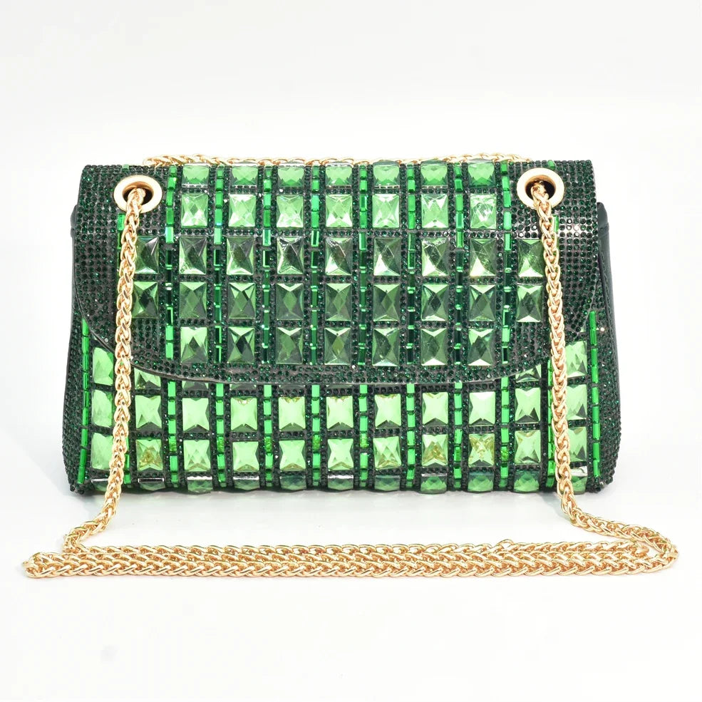 New Arrival African Style Ladies Shoes and Bags Set Latest Italian Women Shoes and Bag Set with Rhinestone Heels Women Luxury