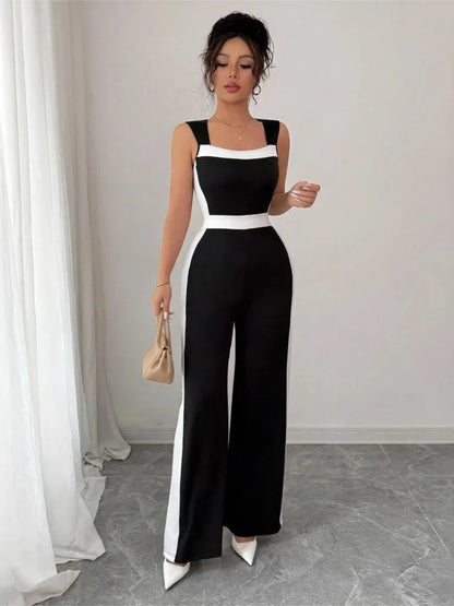 Women's Jumpsuit Casual Color Block Sleeveless Wide Leg Summer Vacation Commuting Office Business Streetwear Daily Rompers 2026