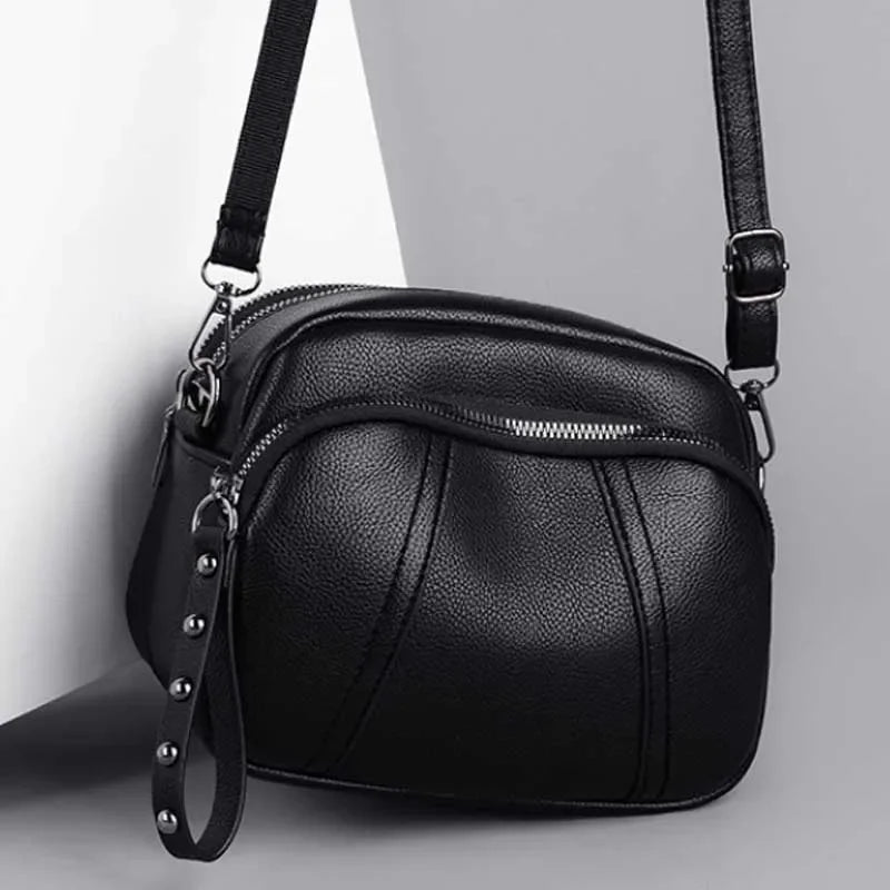 Fashion Soft Leather Crossbody Bags for Women 2026 Casual Female Multi Pocket Messenger Bags Retro Handbags Ladies Shoulder Bags