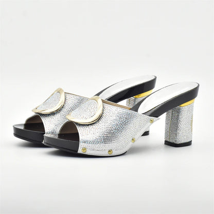 African Women Shoes and Bags Sets with Rhinestone Plus Size Heels 43 Nigerian Party Pumps Luxury Shoes Wedding Shoes Bride
