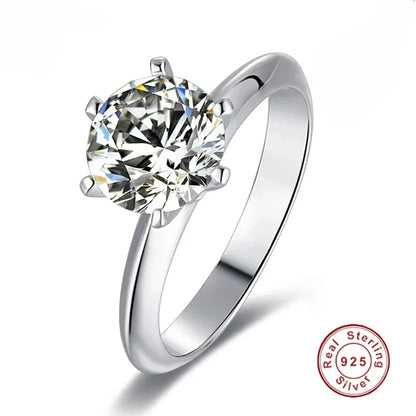 Classic D Moissanite Six Claw Ring S925 Sterling Silver Luxury Wedding Anniversary Jewelry Rings Wholesale