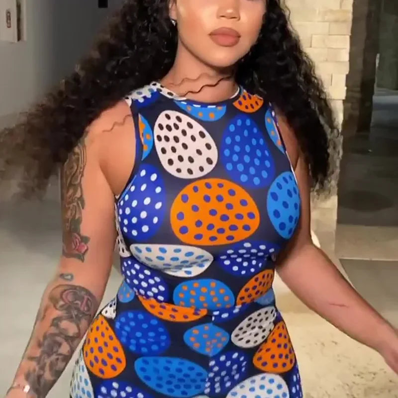BOOFEENAA Polka Dot Print New Jumpsuits 2020 Cute Sexy Outfits For Women Clubwear Bodycon Tracksuit Rompers C16-BF27