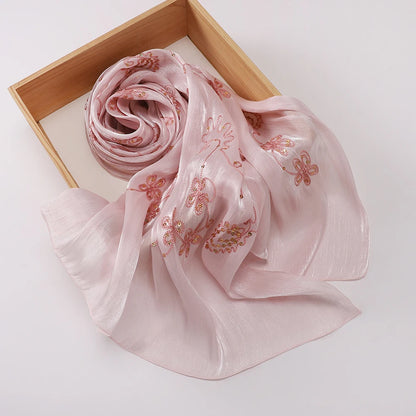 Elegant Embroidery Glitter Shimmer Hijab Shawl Pleated Glitter Chiffon Shawl Lightweight Crinkle Flowy Plain Hijab Scarves
