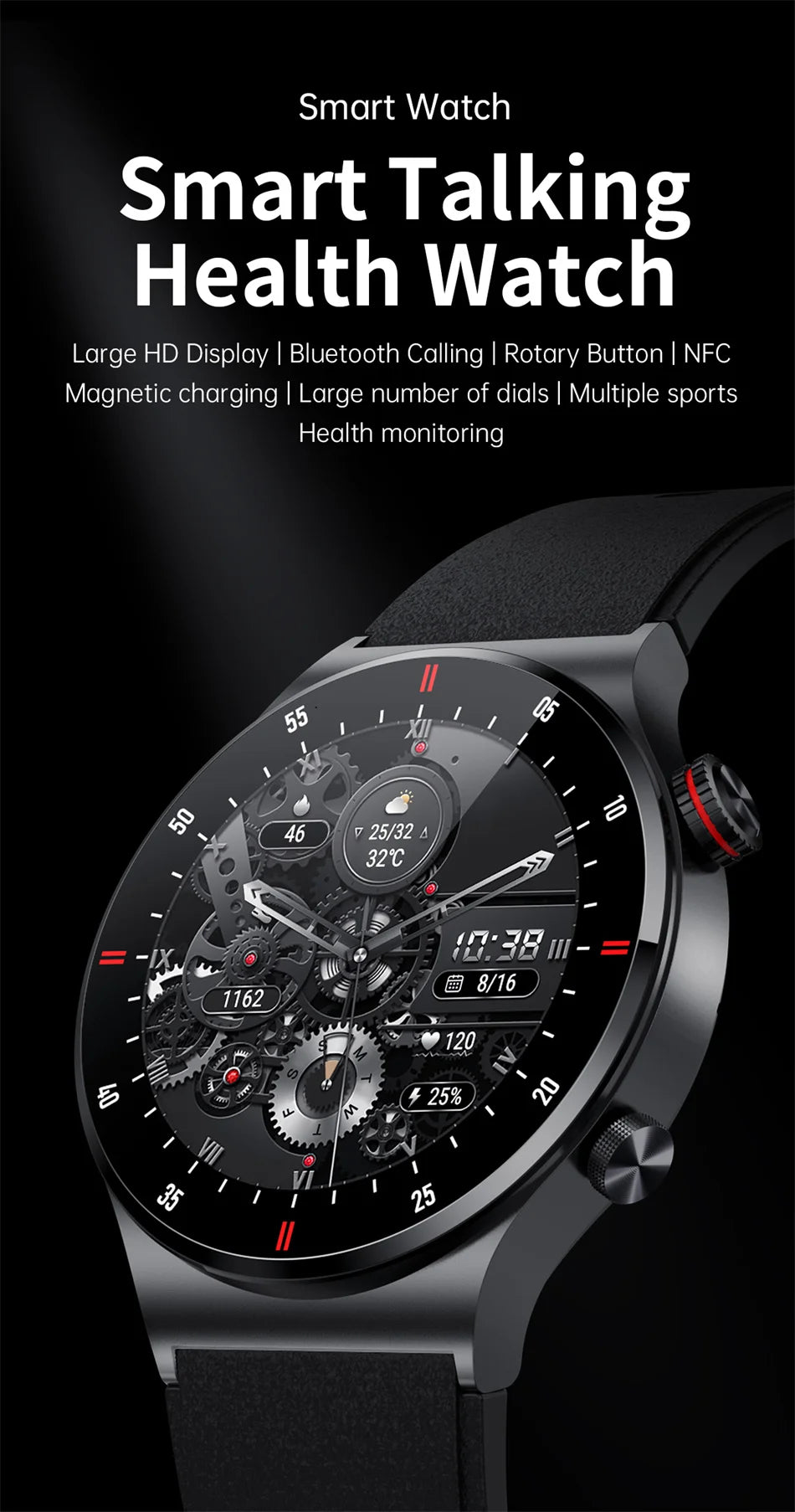 2025 NFC Bluetooth Call Smart Watch Men Full Screen GPS Sports Bracelet Waterproof ECG Health Monitor SmartWatch for IOS Android