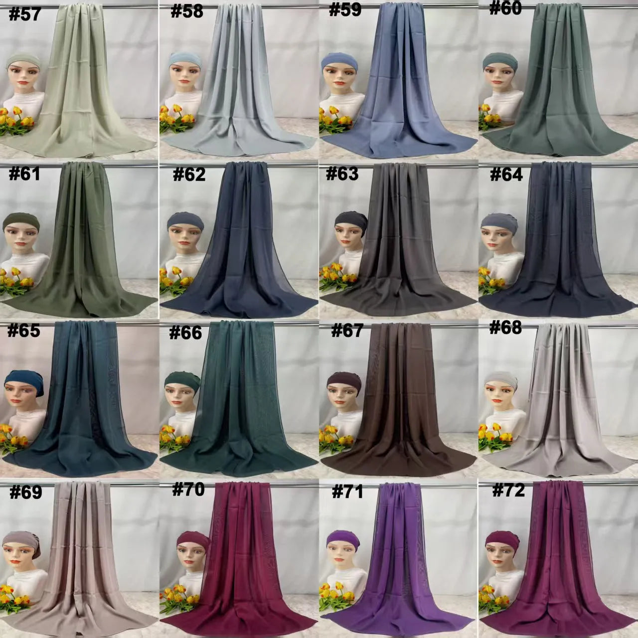 110colors Modal Hijab with Modal Undercap Set Basic Stretchy Pullover Headscarf Thin Breathable Sunscreen Head Wrap Hijabs Scarf