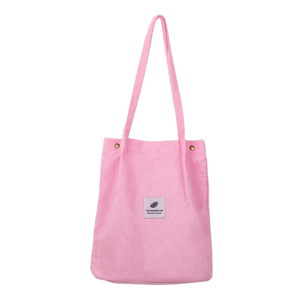 Corduroy Bag Handbags for Women Shoulder Bags Female Soft Environmental Storage Reusable Girls Small and Large Shopper Totes Bag