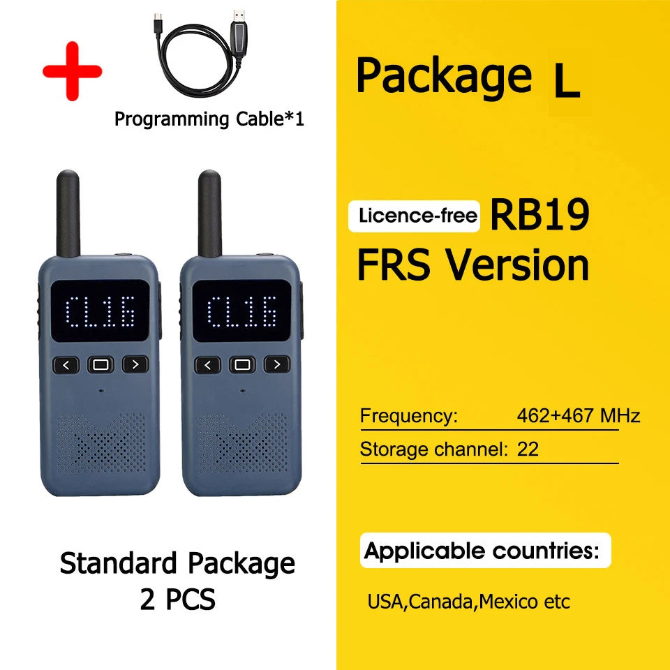 Retevis RB619 Mini Walkie Talkie PMR446/FRS 1650mAh Portable Long Range Two Way Radio Type-C Programmable for Restaurants Hotels