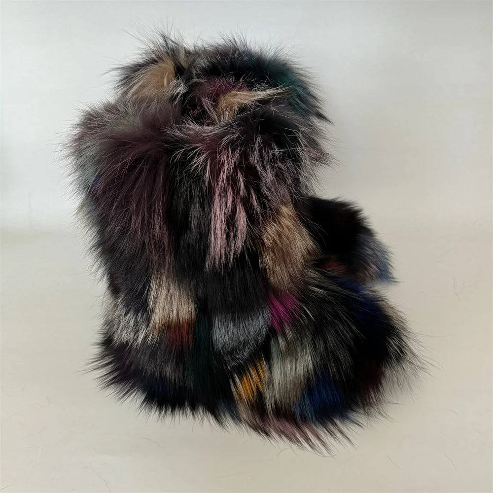 Winter Shoe Women's Winter Fluffy Real Fox Fur Boots Woman Plush Warm Snow Boots Luxury Footwear Girls' Furry Fur Bottes Fashion