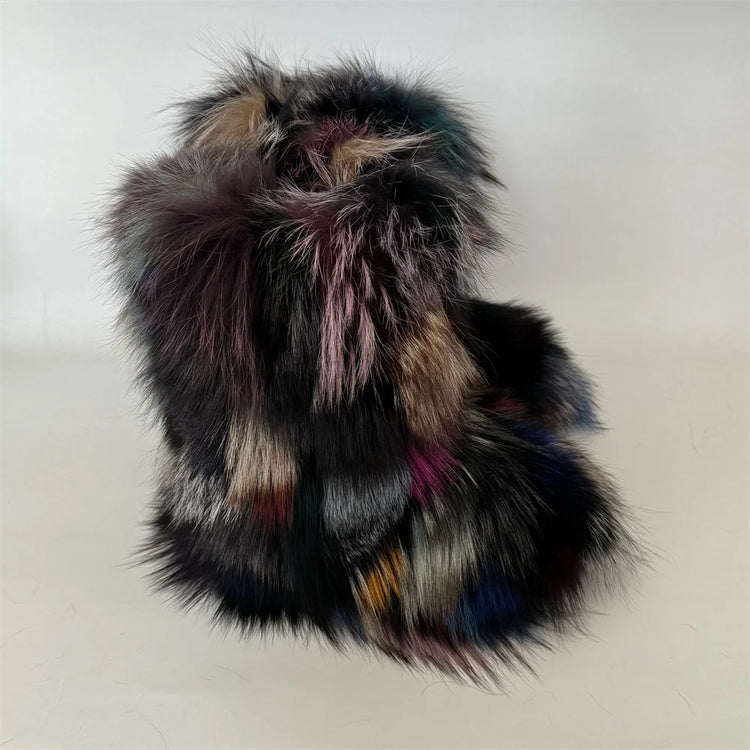 Winter Shoe Women's Winter Fluffy Real Fox Fur Boots Woman Plush Warm Snow Boots Luxury Footwear Girls' Furry Fur Bottes Fashion