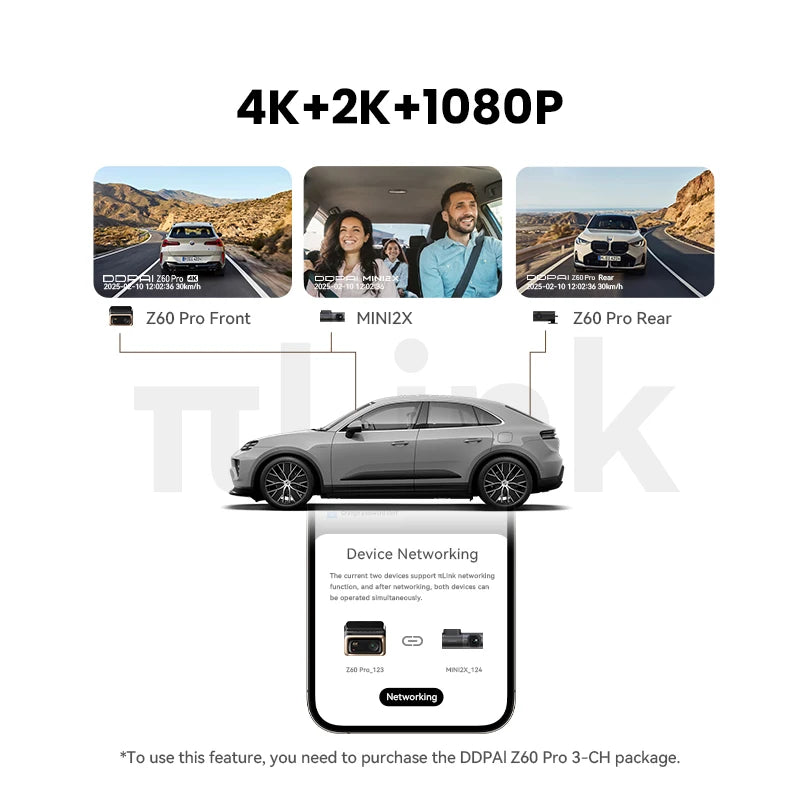 【For US】DDPAI 4K Dash Cam Z60 Pro Support Front and Rear Car Camera SONY STARVIS2 678 Sensor 5GHz Wi-Fi GPS ADAS Car DVR