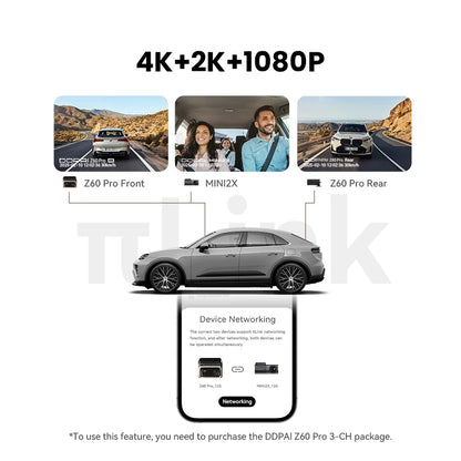 【For US】DDPAI 4K Dash Cam Z60 Pro Support Front and Rear Car Camera SONY STARVIS2 678 Sensor 5GHz Wi-Fi GPS ADAS Car DVR