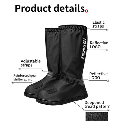 Motorcycle High Rain Boots Waterproof Reflective Snowy Non-Slip Footwear Motorbike Cycling Bike Reusable Rainproof Shoes Cover