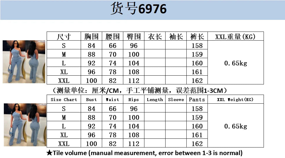 High Street Jeans Stretch Romper Sexy Women One Shoulder Elegant Denim Casual Romper Overalls