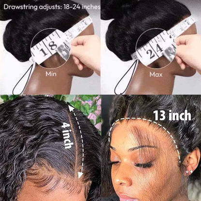 Geeta Curly Drawstring Wigs 13x6 Kinky Curly Lace Front Wig 13x4 Human Hair Lace Frontal Wigs Human hair for Women 4x4 5x5 Wig